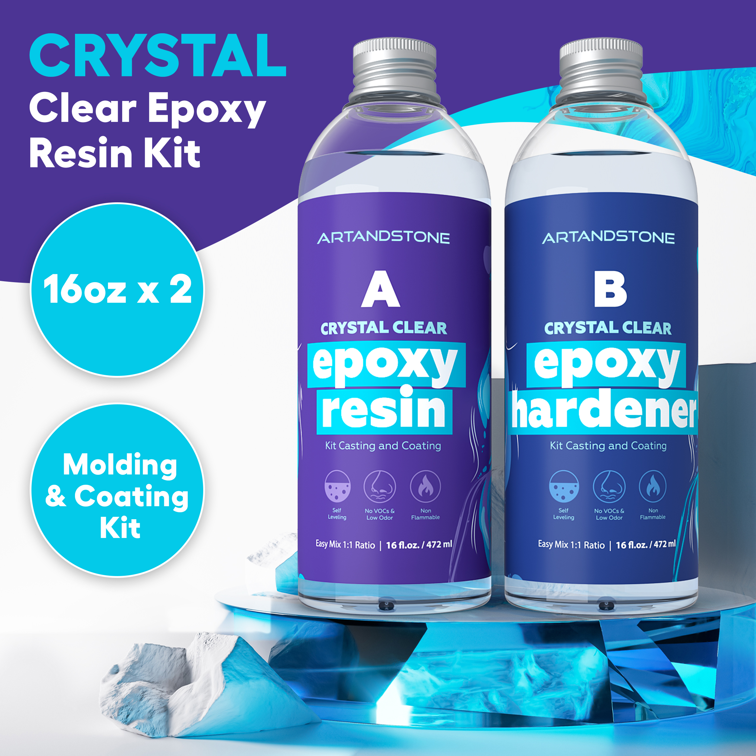 Crystal Clear Epoxy Resin Kit - 32 Oz with Instruments